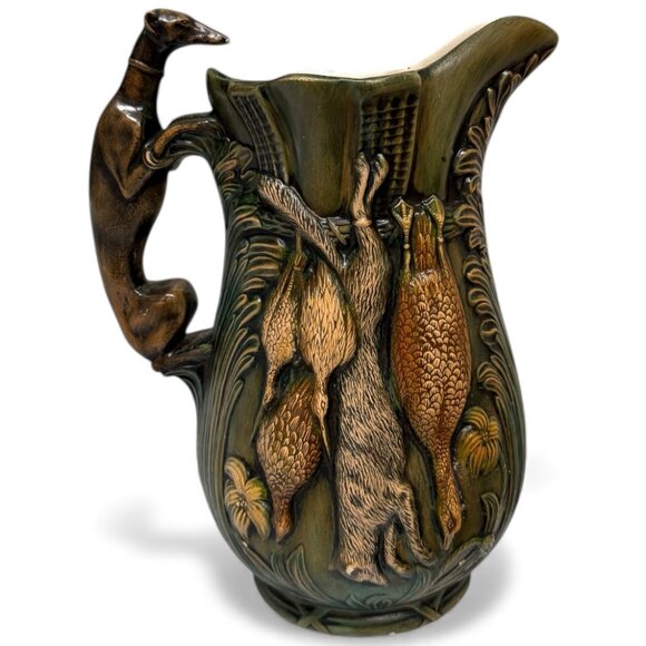 Vintage Other - 1960s Signed Bennington Rockingham Hunt Scene Pitcher